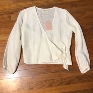 Tribe Alive Linen Wrap Top - Ivory Medium